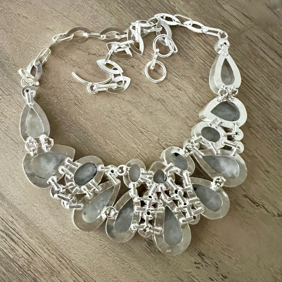 925 MOON GODDESS Rainbow Flash Moonstone Collar Bib Necklace - Picture 4 of 9